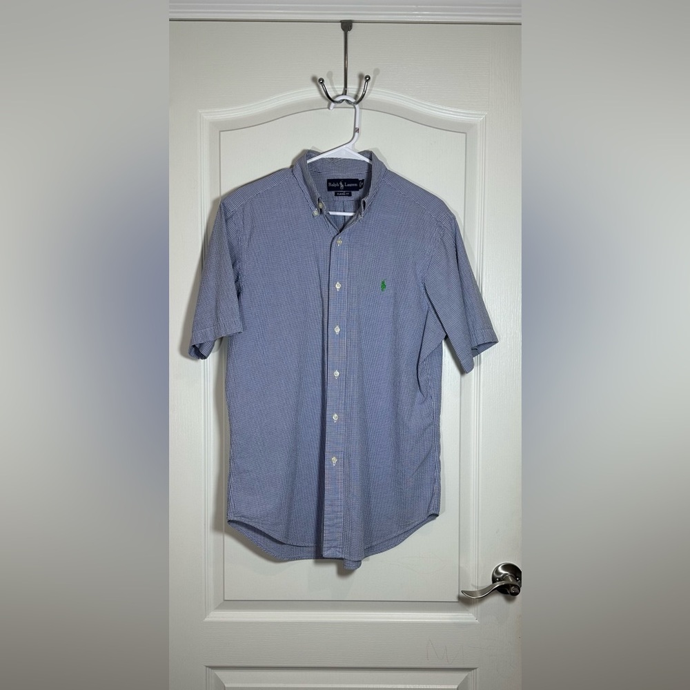 POLO RALPH LAUREN Blue Checkered Shirt with Green Logo